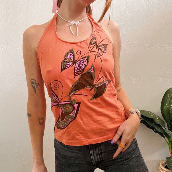 Vintage/Y2K Dolce & Gabbana Orange Printed Halter Top - Picture 3 of 8